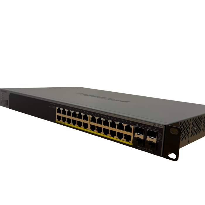 NETGEAR GS728TXPv3 24‑Port Gigabit Ethernet PoE+ Smart Managed Switch mit 4 x 10G SFP+ Ports